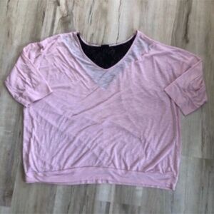Pink torrid Half Sleeve Top with Back Black Lace Detail